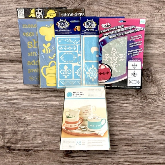 NIP Lot of 6 Arts & Craft Assorted Stencils - Picture 1 of 5